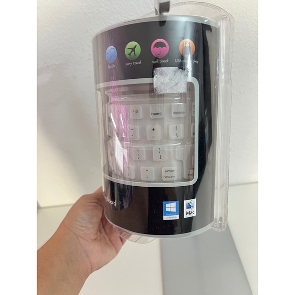 iHome Flexible Travel Keyboard White USB Spill Proof Roll Up IH-K260W NEW - Picture 3 of 5